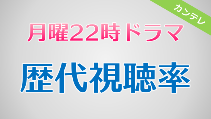 フジテレビ月10ドラマ 歴代視聴率