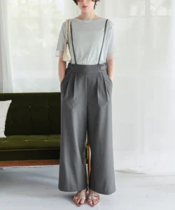 titivate サスペンダータックワイドパンツ